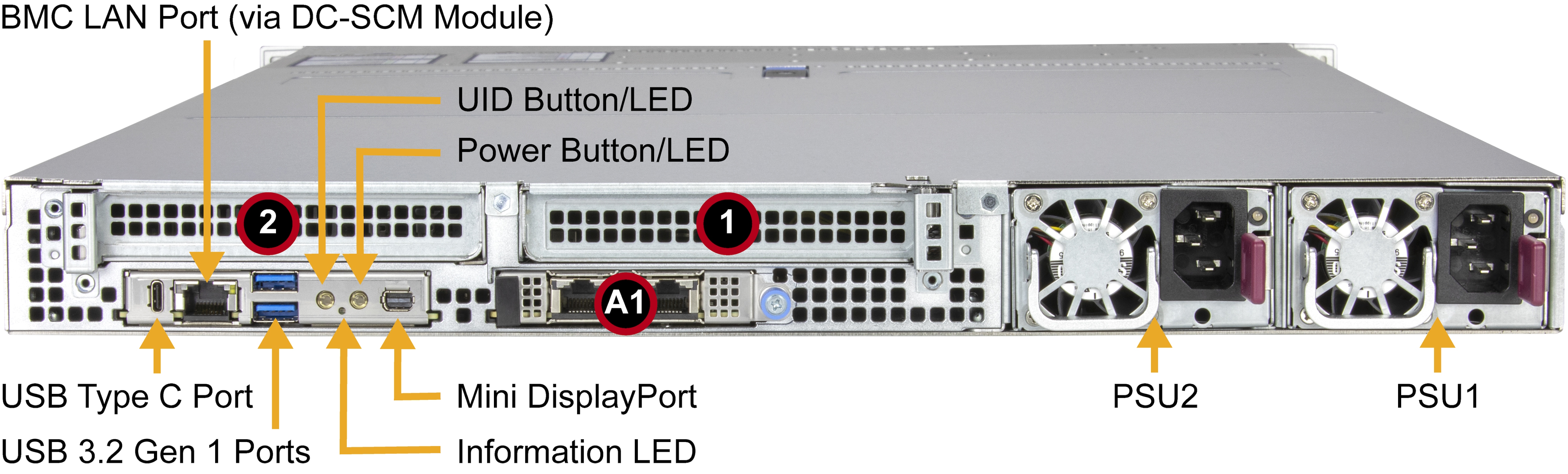 Supermicro Uid Button SuperServer SYS-112C-TN: Rear View