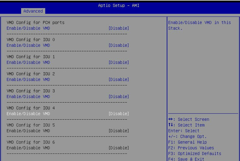 SuperServer SYS-222BT-DNR: Configuring Intel VMD