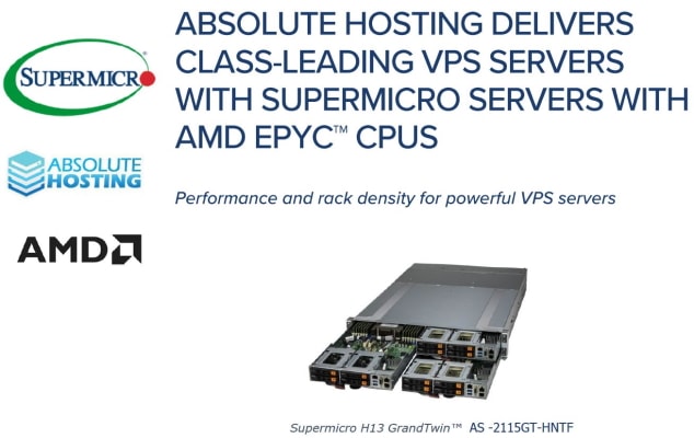 Thumbnail: Success Story – Absolute Hosting Delivers Class-Leading VPS Servers with Supermicro Servers with AMD EPYC™ CPUS 