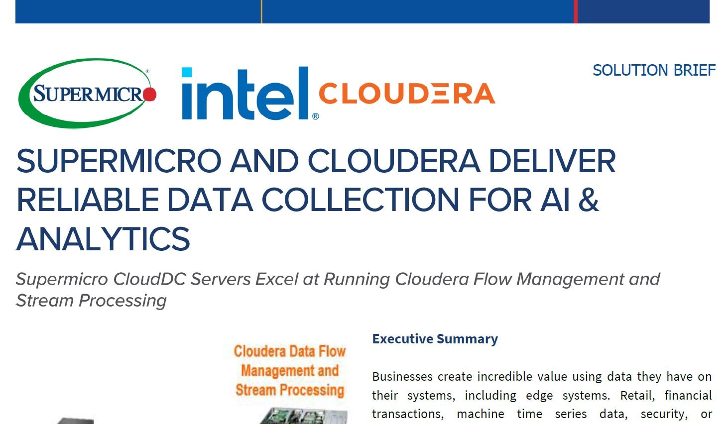 Thumbnail: Solution Brief – Supermicro And Cloudera Deliver Reliable Data Collection For AI & Analytics 