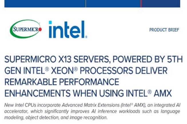 Thumbnail: Product Brief – Supermicro X13 Servers, Powered By 5th Gen Intel® Xeon® Processors Deliver Remarkable Performance Enhancements When Using Intel® AMX 