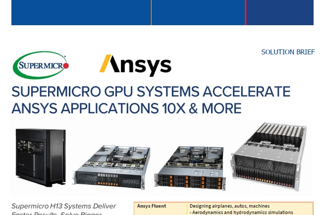 Thumbnail: Solution Brief – Supermicro GPU Systems Accelerate ANSYS Applications 10X & More 