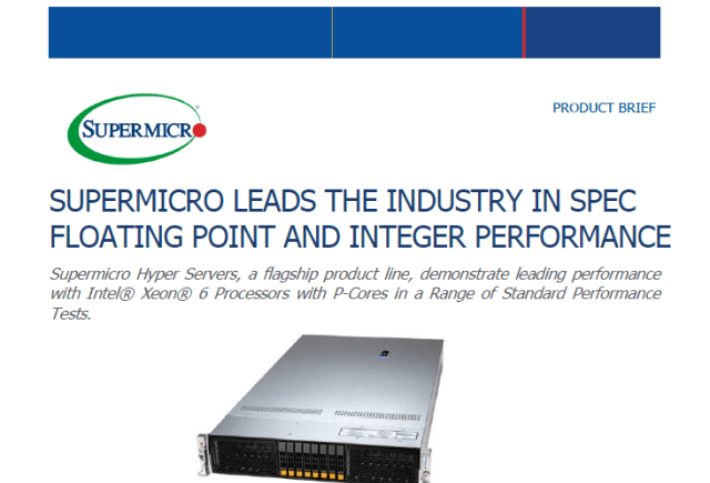 Supermicro Leads the Industry in Spec Floating Point and Integer Performance