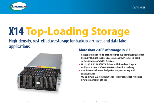 X14 Top-Loading Storage Systems Datasheet