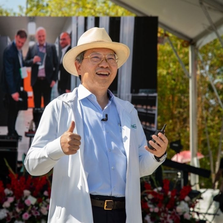 Charles Liang PDG de Supermicro , prononce un discours à l'occasion du 30e anniversaire de la société