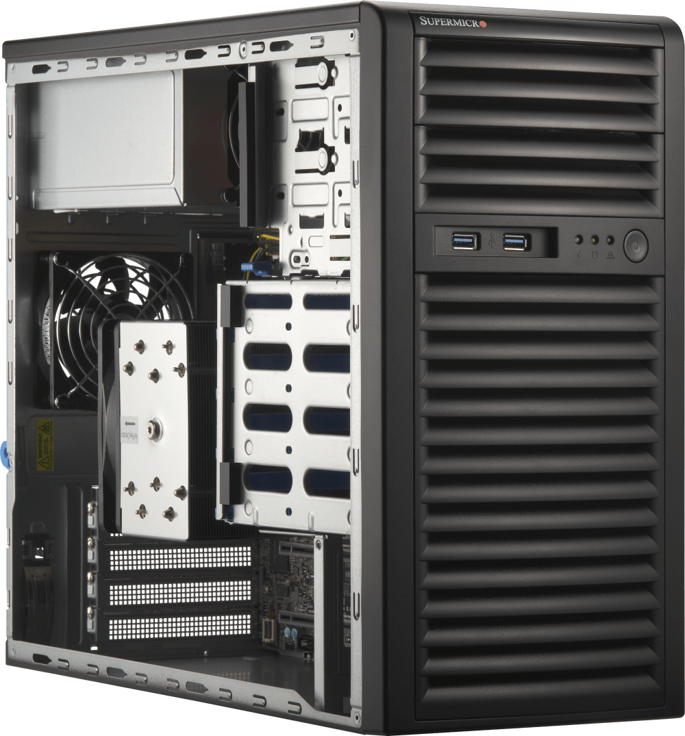 Serveur/station de travail Supermicro A+ mid-tower avec processeur AMD EPYC™ 4005/4004 series.