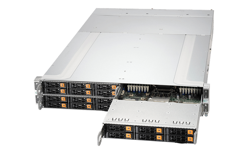 Supermicro 2U 4-Node GrandTwin SuperServer with Single Intel® Xeon® 6700/6500 series processors with P-cores or 6700 series processors with E-cores
