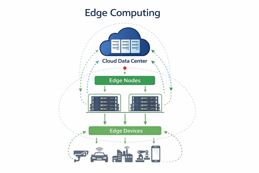 a diagram to explain what edge computing is by Supermicro
