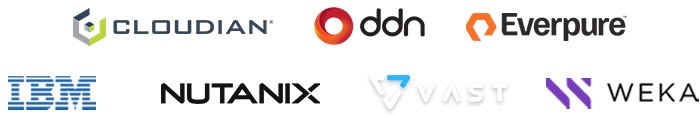 Les sept partenaires logiciels de Supermicro pour la plateforme de données IA : Cloudian, DDN, Everpure, IBM, Nutanix, VAST et WEKA