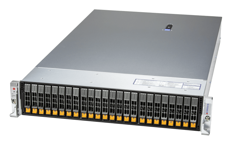 Supermicro 2U X13 Hyper system with PCIe 5.0, dual Intel® Xeon® processors, and 24 hot-swap drive bays: SYS-221H-TN24R