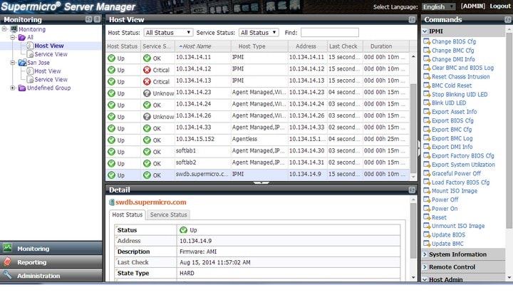 Supermicro Server Manager (SSM) Screenshot