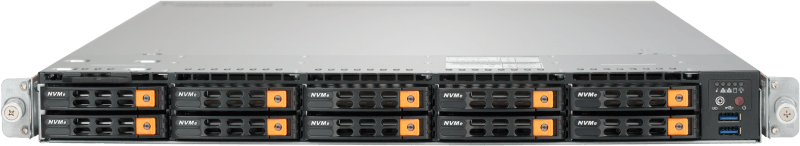 1U 10-drive-bay server with 10 NVMe drives