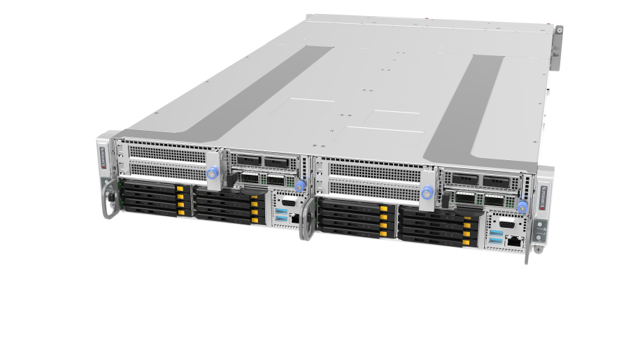 Supermicro 2U dual-node GrandTwin® server with single AMD EPYC™ 9006 Series CPU per node (AS -1127FT7-DEO-ALC)
